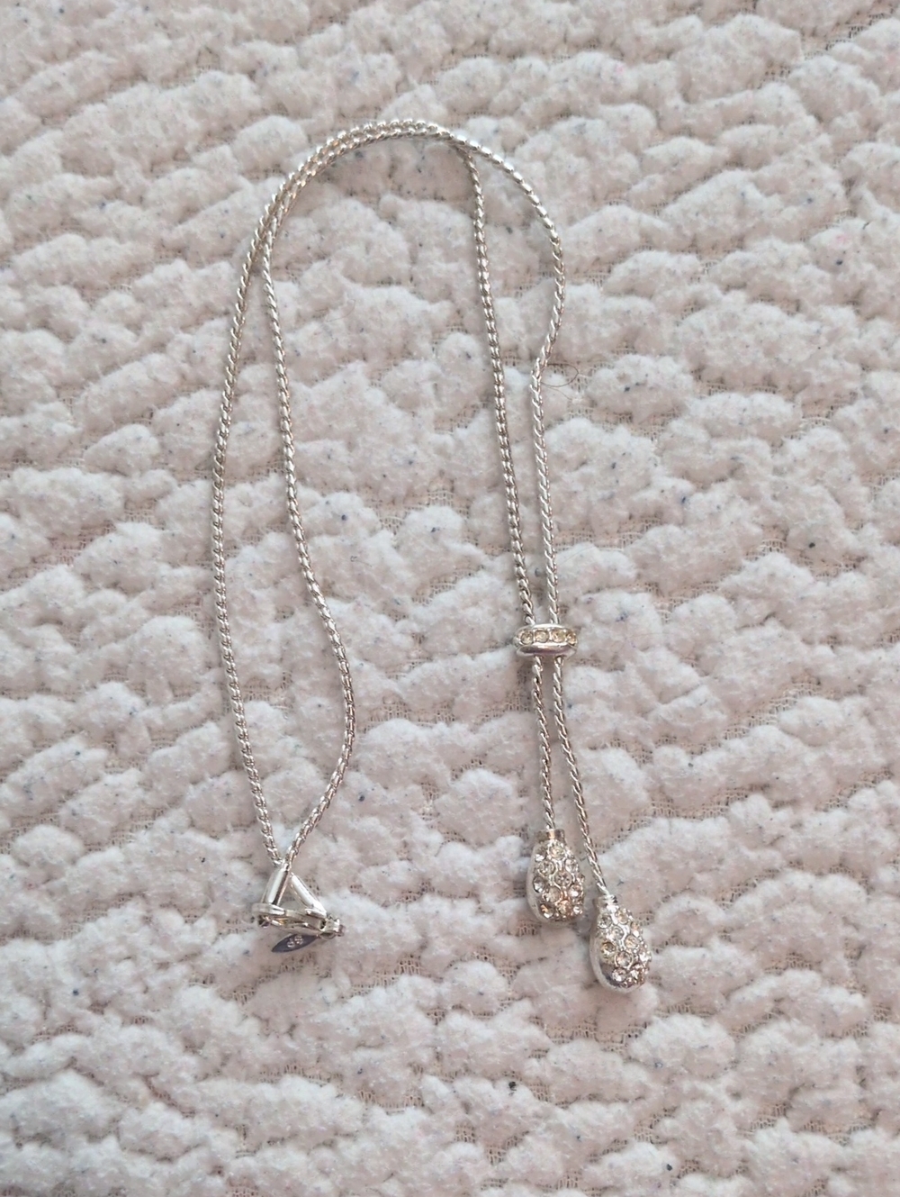 Avon 90's Silver Toned Tear Drop CZ Stones Maximalist Quiet Luxury Necklace